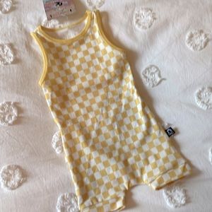 Yellow check romper! NWT